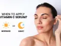 Donna applica siero vitamina C: quando usarlo? Mattina o sera per una pelle luminosa.