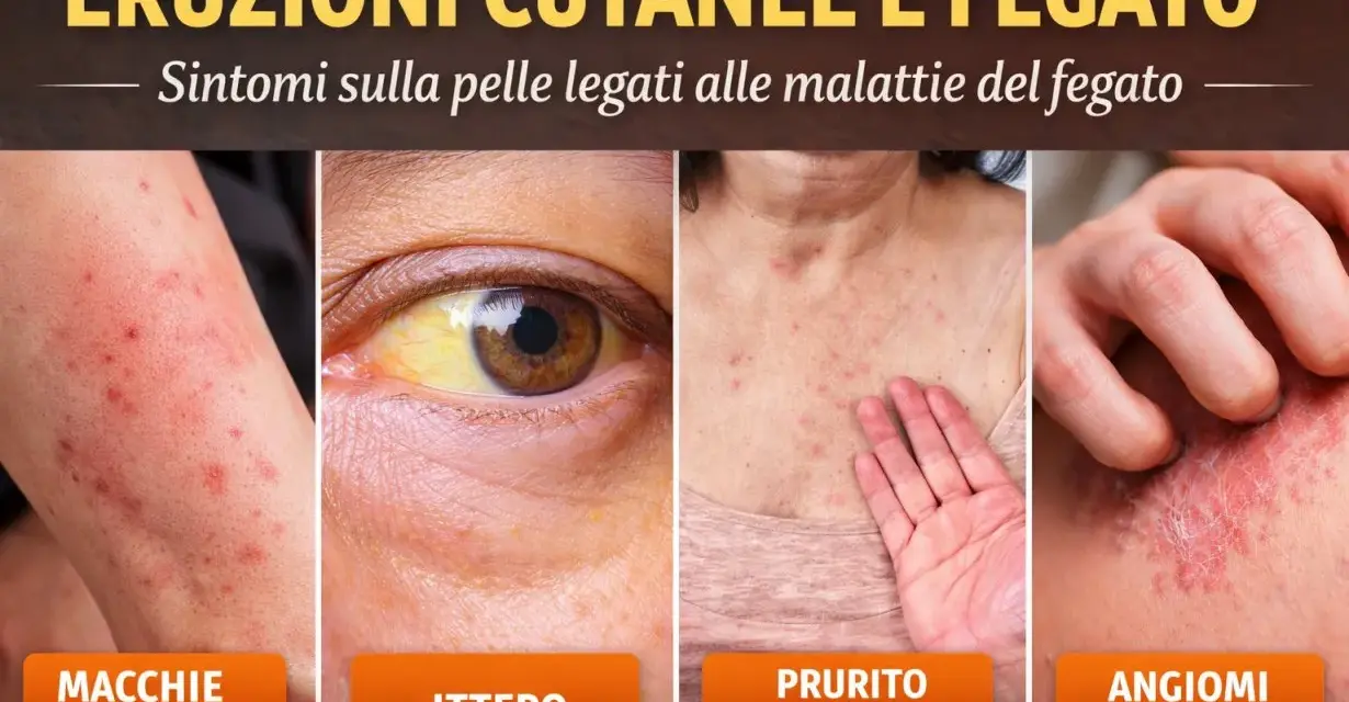 Eruzioni cutanee e ittero, sintomi legati al fegato. Macchie rosse, prurito persistente e angiomi stellati possono indicare problemi epatici.
