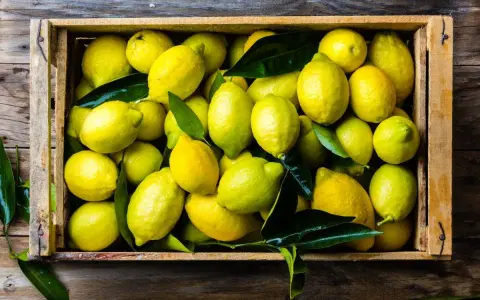 Cassa di limoni freschi. Attenzione, il citric acid fa male se consumato in eccesso.