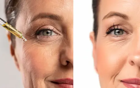 Prima e dopo: un siero dona alla pelle luminosa un aspetto più giovane e levigato.