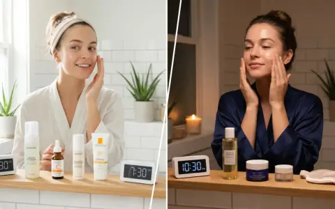Routine mattutina e serale: applicazione del siero viso per una pelle luminosa.