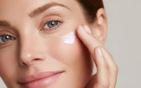 Donna applica crema contorno occhi, contrastando l'invecchiamento precoce a 60 anni. Pelle luminosa e idratata.