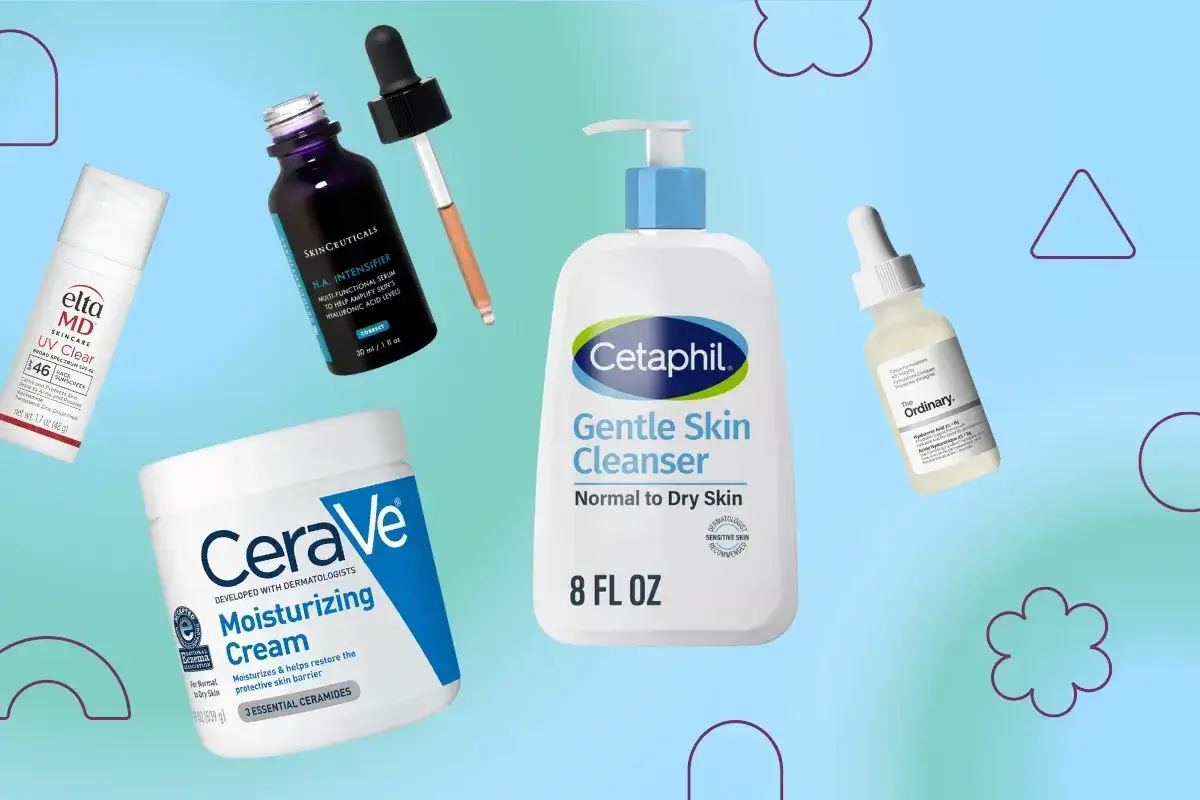 Prodotti skincare per contrastare l'acne in gravidanza: EltaMD, SkinCeuticals, CeraVe, Cetaphil, The Ordinary.